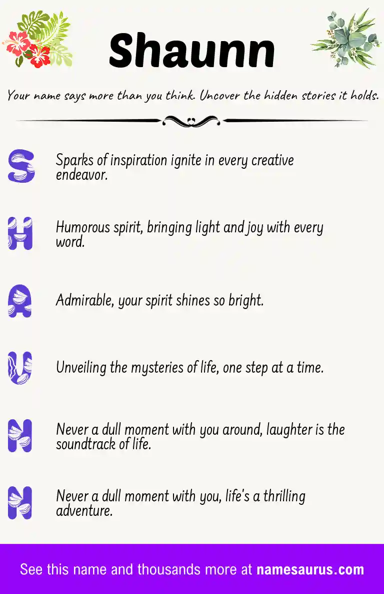Acrostic poem about Shaunn.