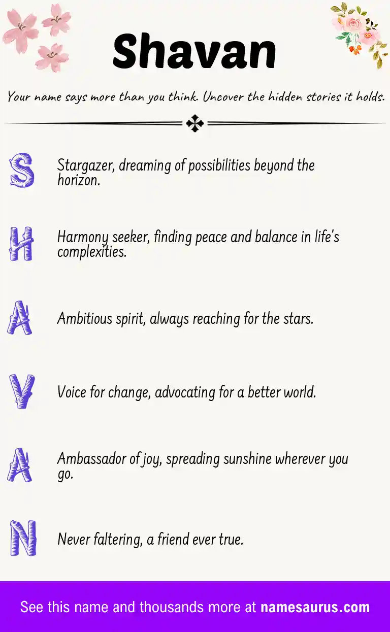 Acrostic poem about Shavan.