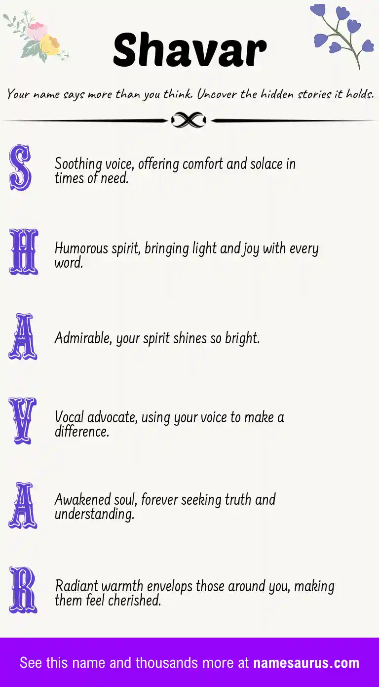 Acrostic poem about Shavar.