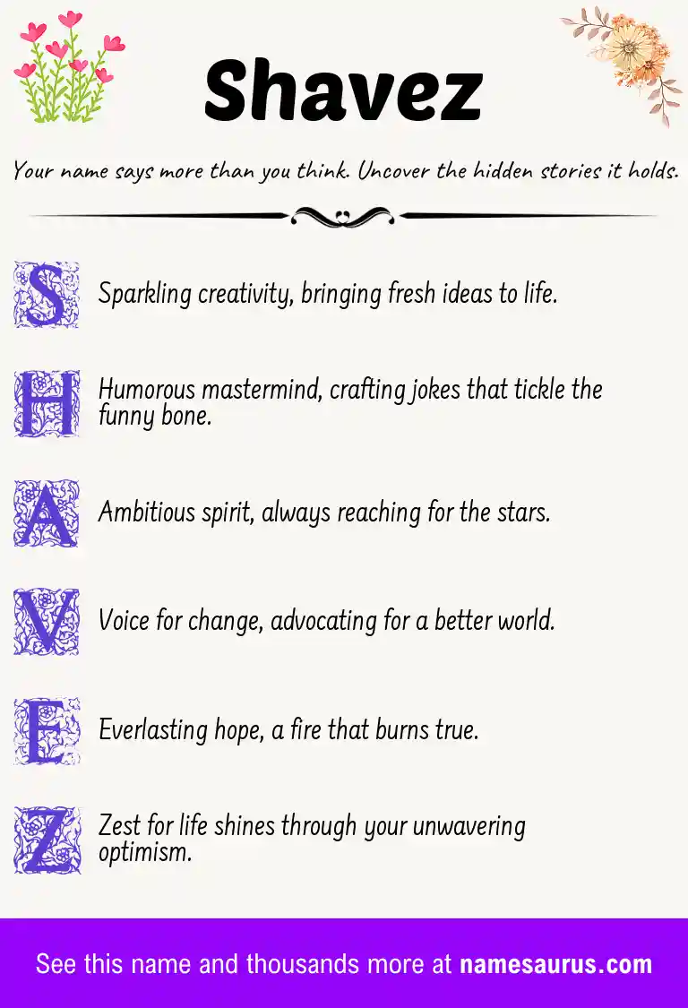 Acrostic poem about Shavez.