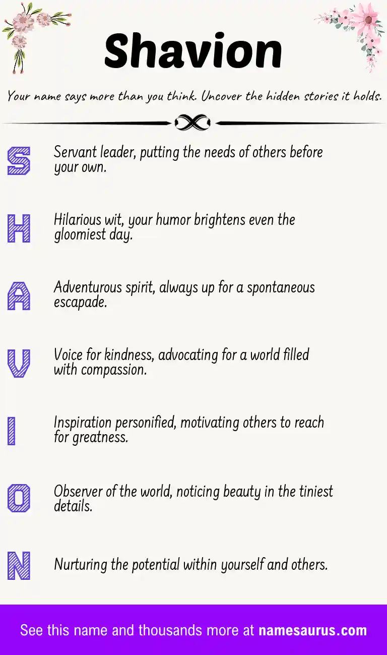 Acrostic poem about Shavion.