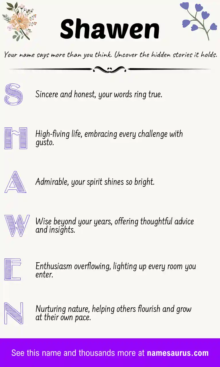 Acrostic poem about Shawen.
