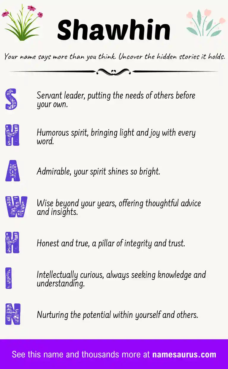 Acrostic poem about Shawhin.
