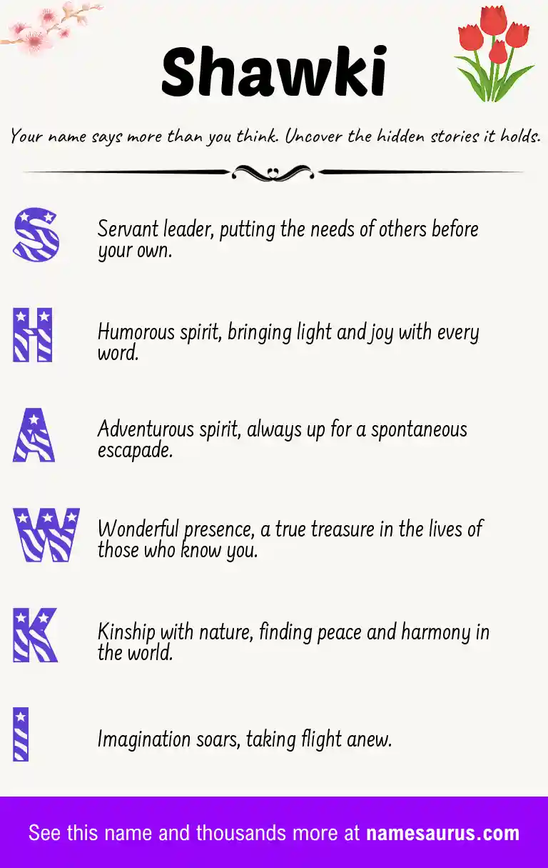 Acrostic poem about Shawki.