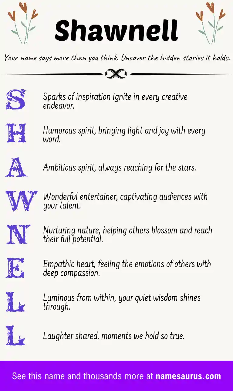 Acrostic poem about Shawnell.