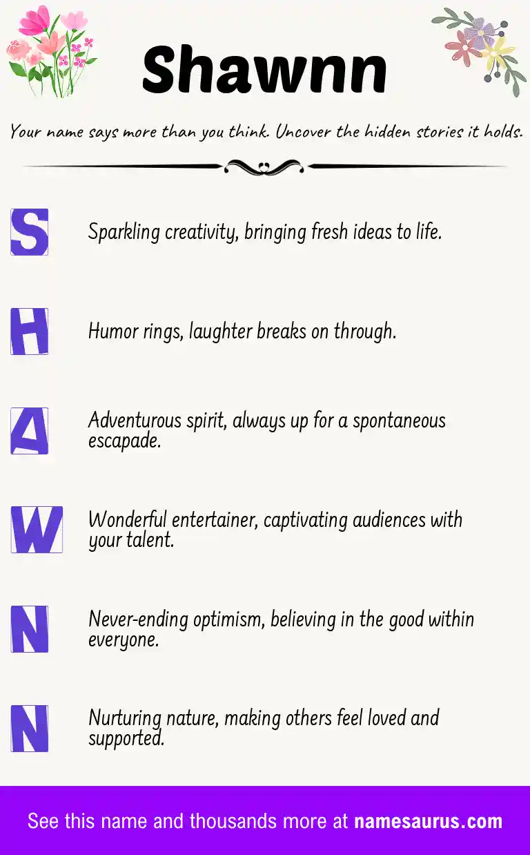 Acrostic poem about Shawnn.