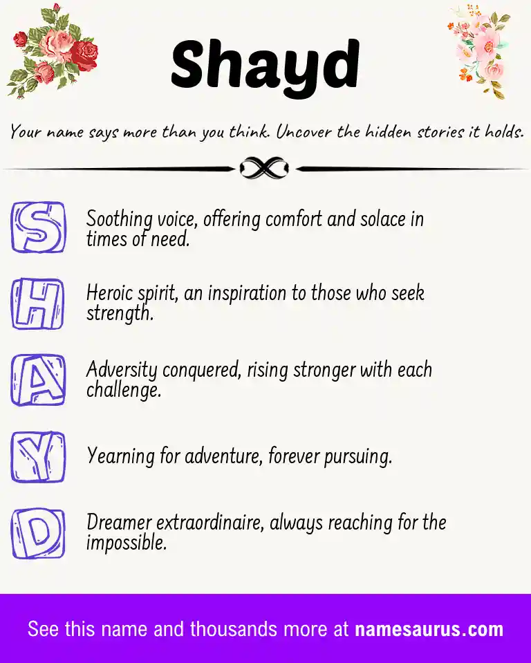Acrostic poem about Shayd.