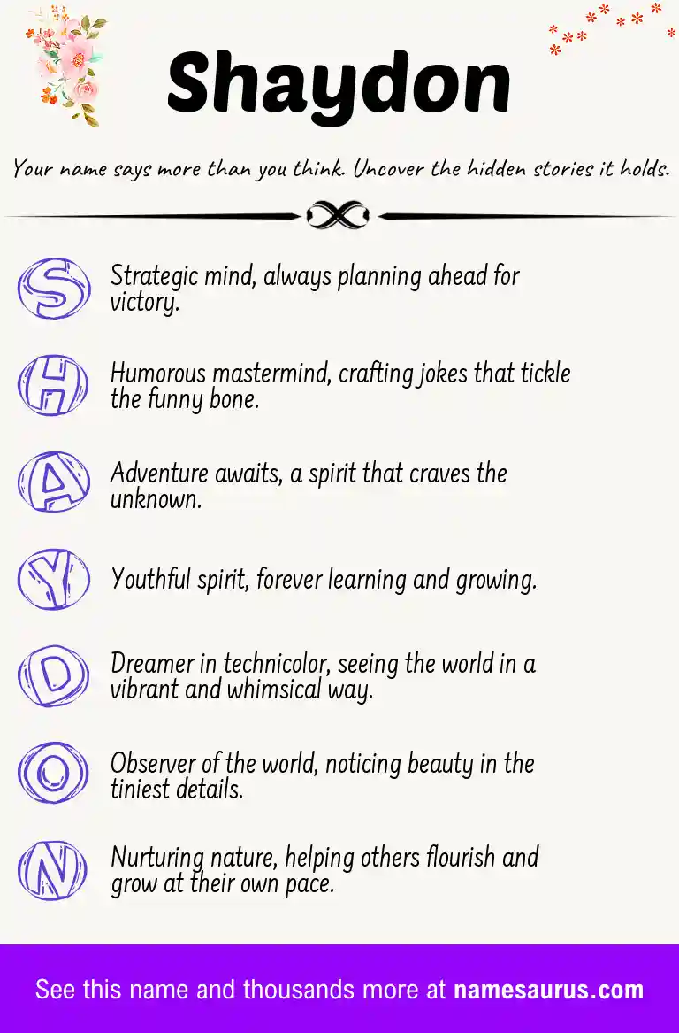 Acrostic poem about Shaydon.