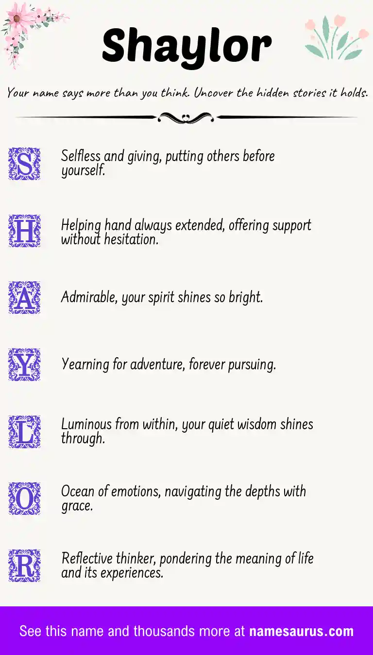 Acrostic poem about Shaylor.