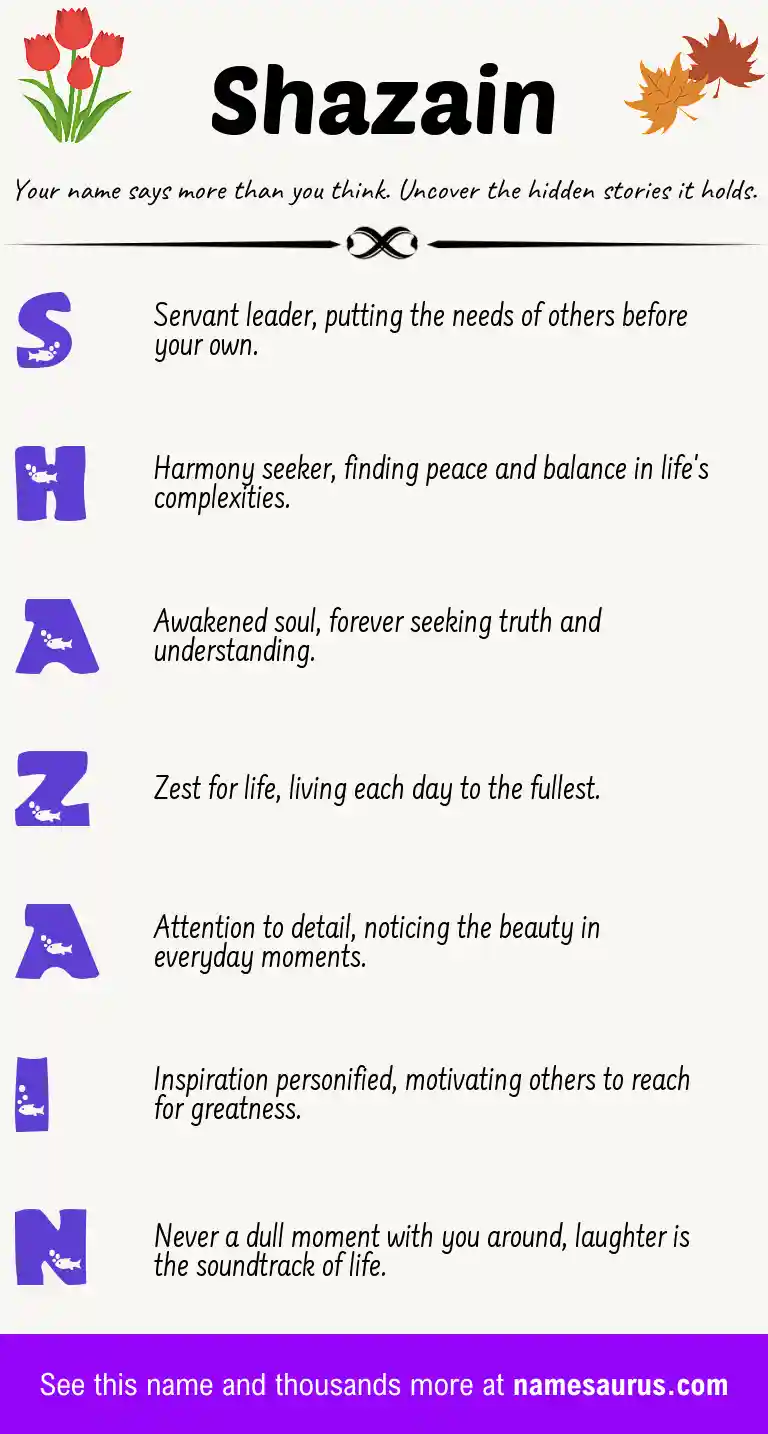 Acrostic poem about Shazain.