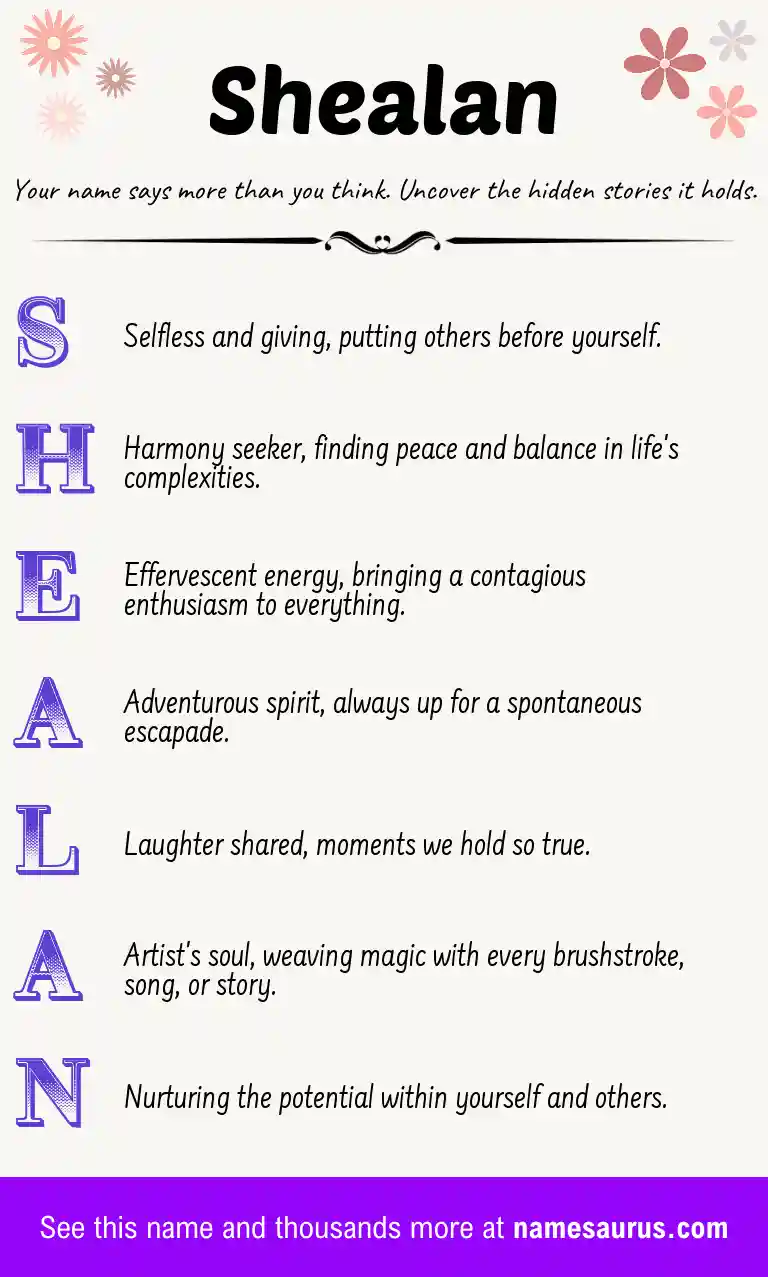 Acrostic poem about Shealan.