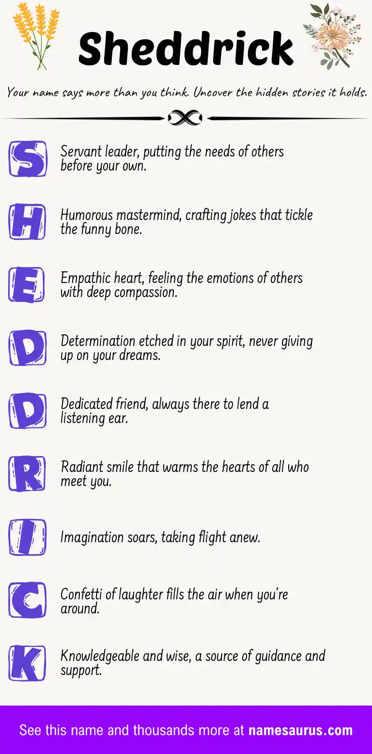 Acrostic poem about Sheddrick.