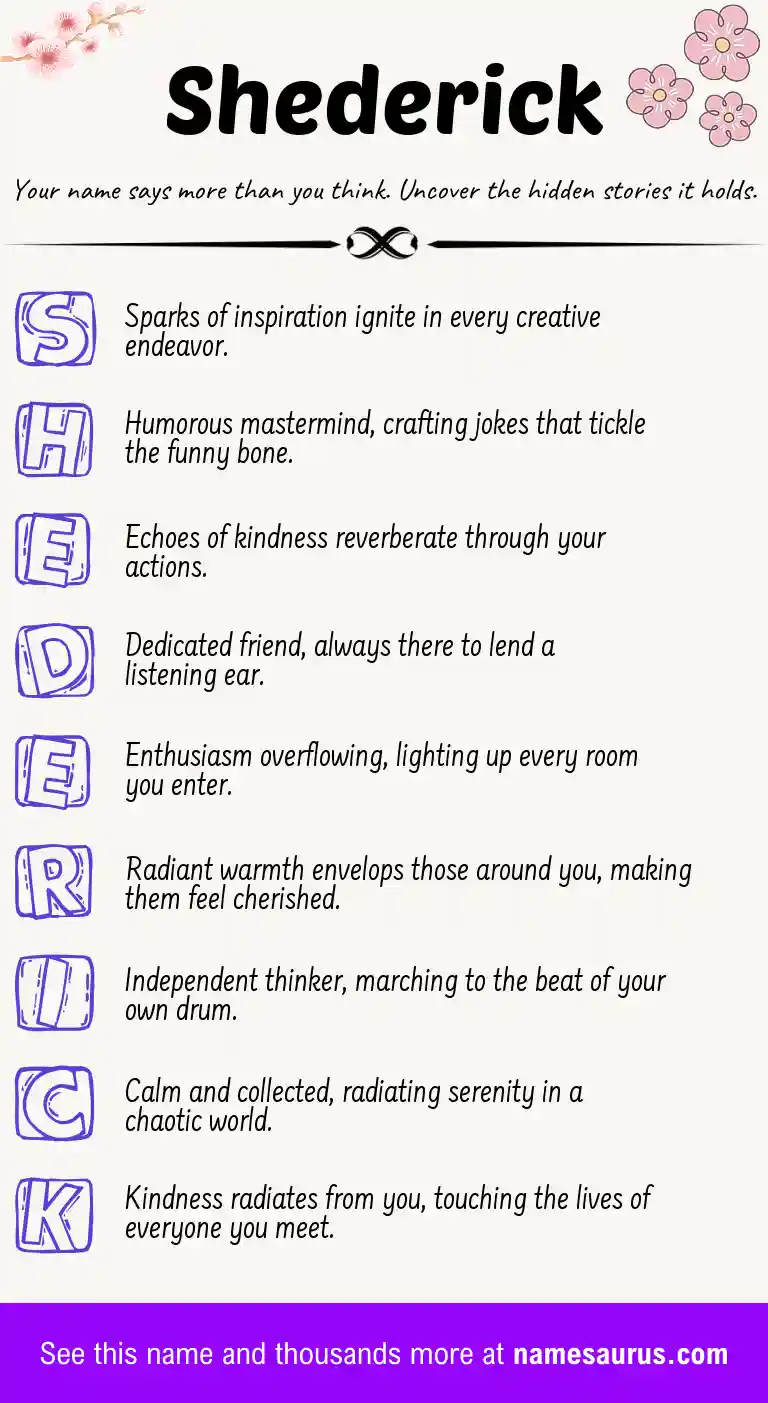 Acrostic poem about Shederick.