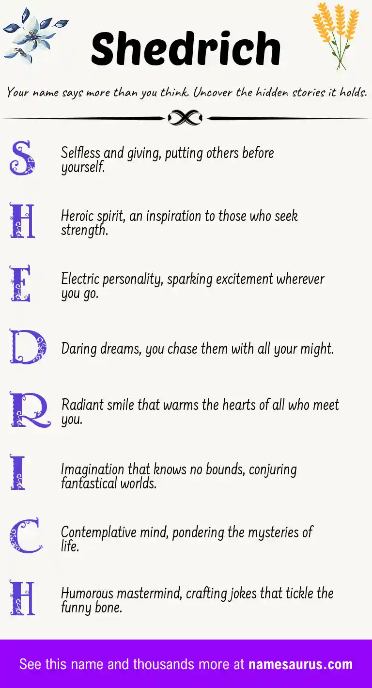 Acrostic poem about Shedrich.