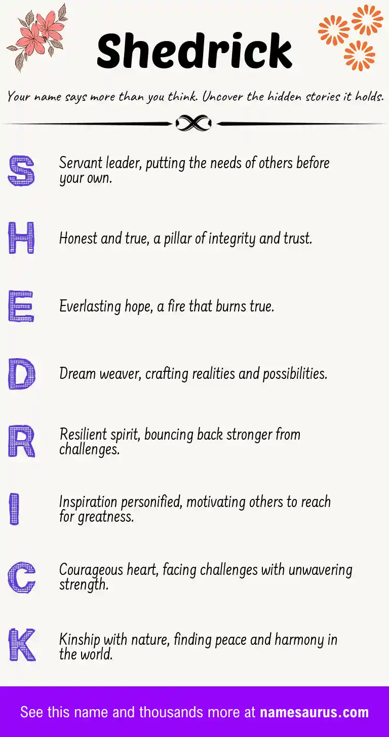 Acrostic poem about Shedrick.