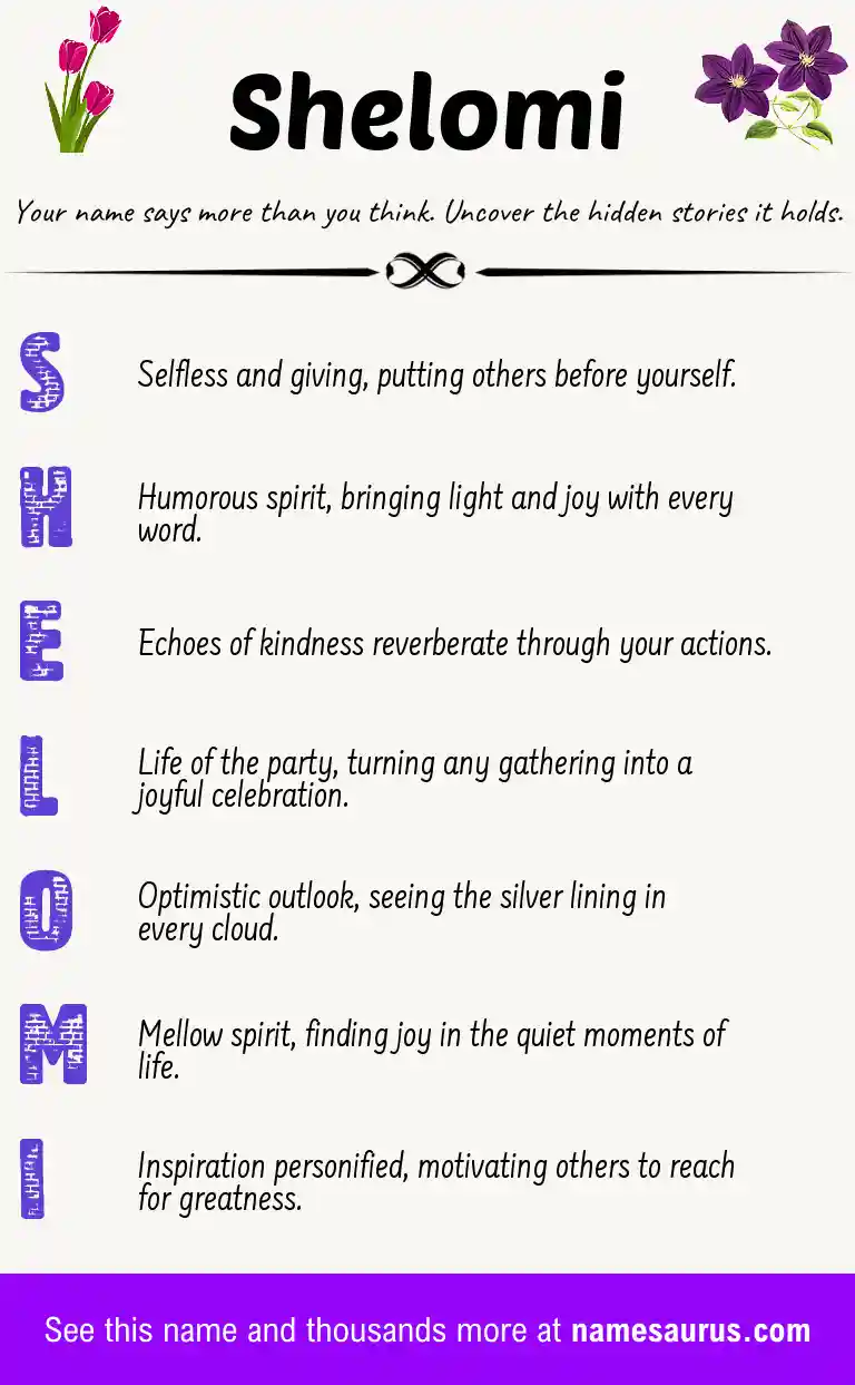 Acrostic poem about Shelomi.