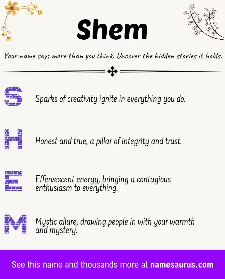 Acrostic poem about Shem.