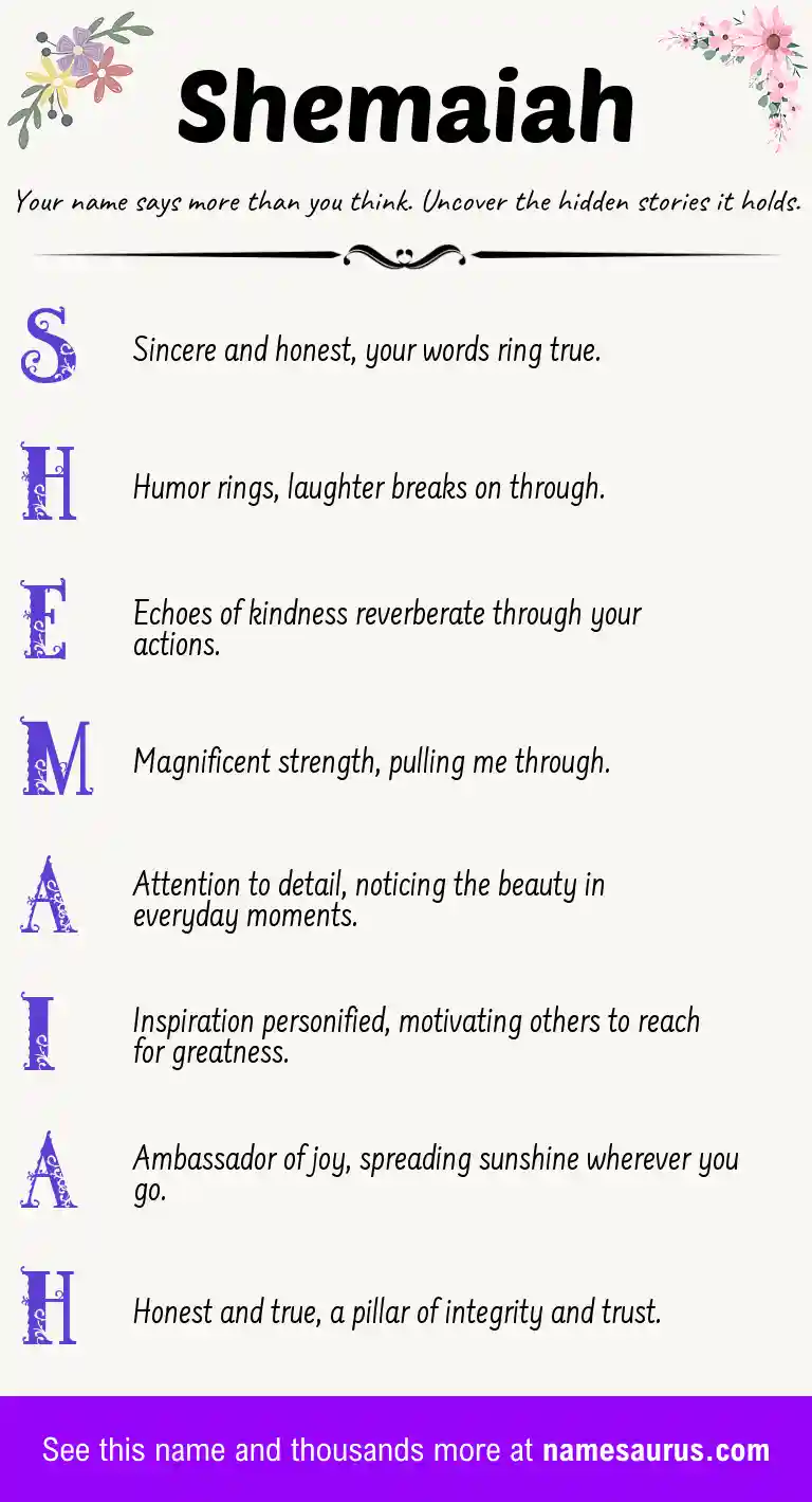 Acrostic poem about Shemaiah.