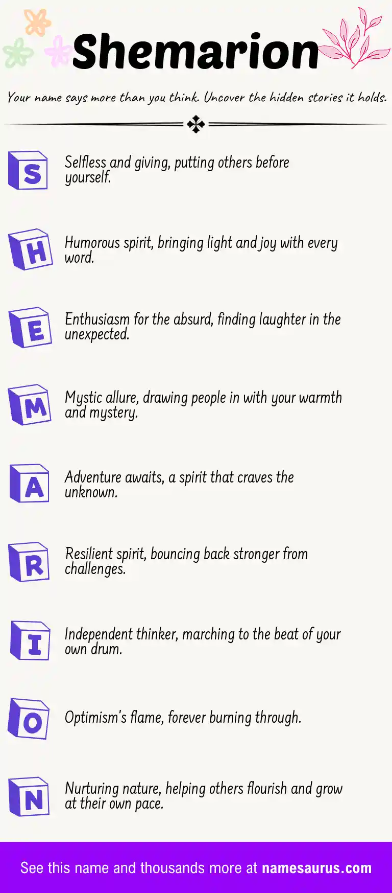 Acrostic poem about Shemarion.