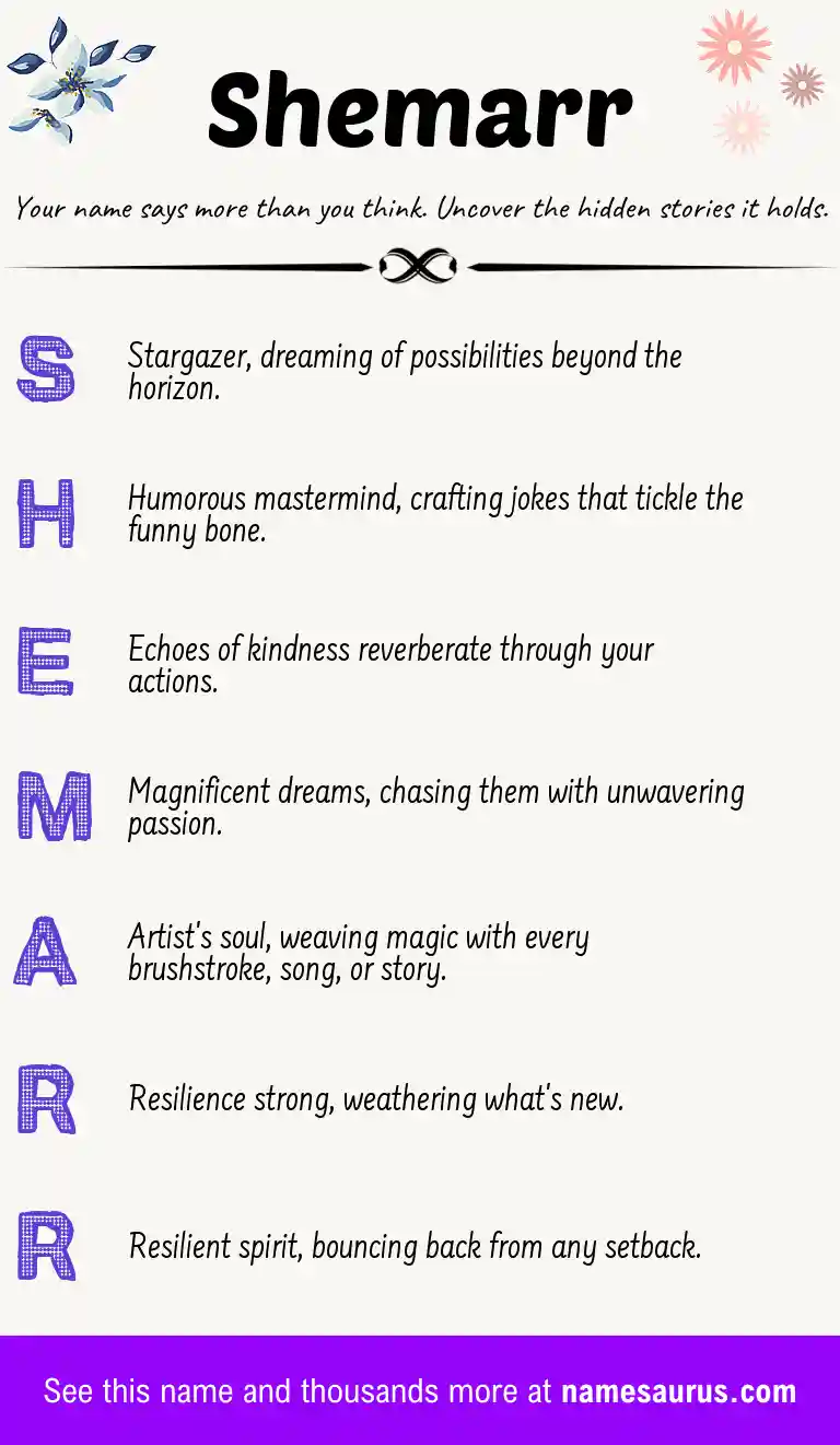 Acrostic poem about Shemarr.
