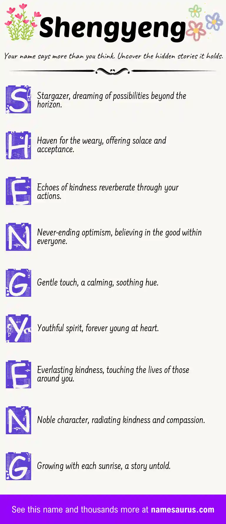 Acrostic poem about Shengyeng.
