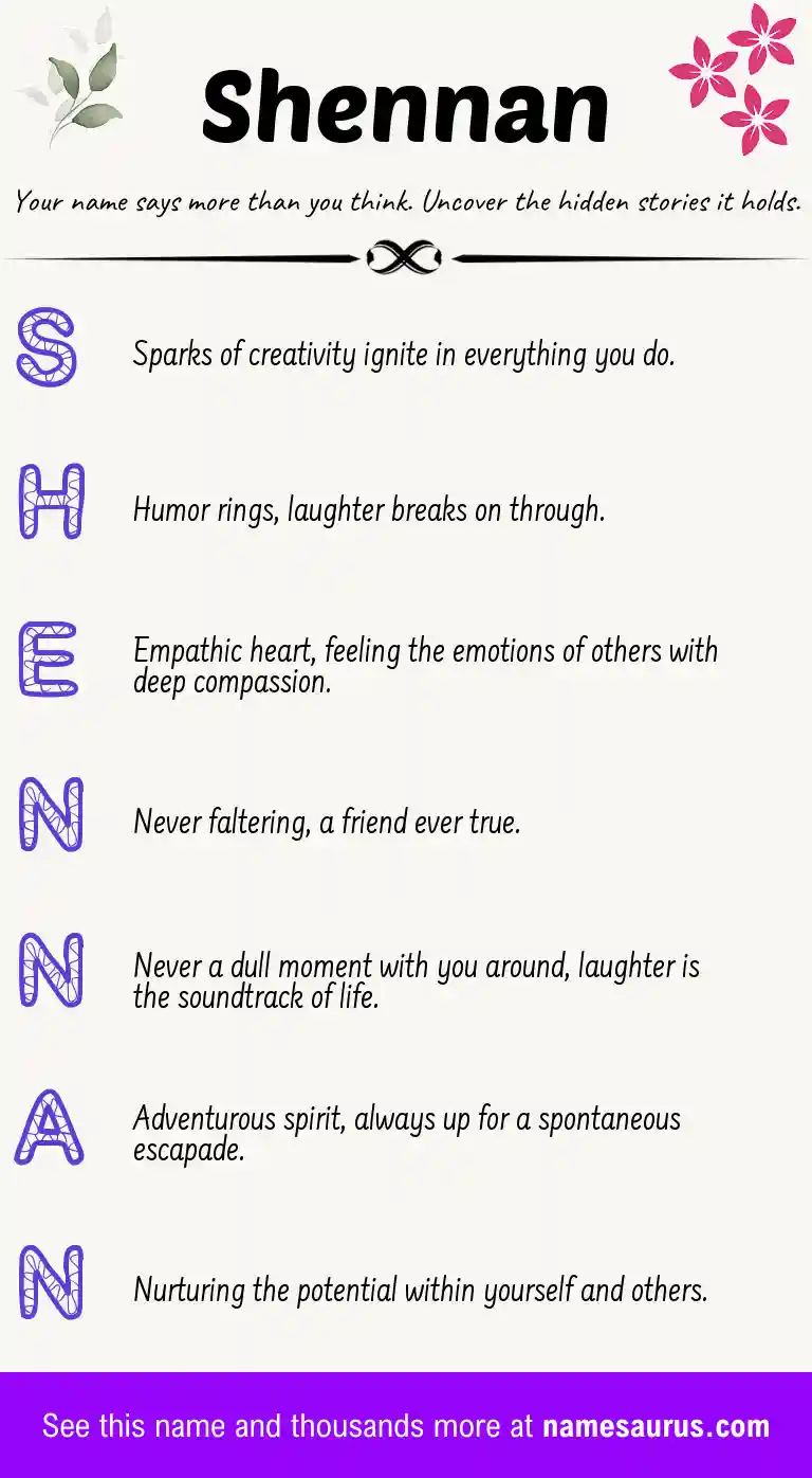 Acrostic poem about Shennan.