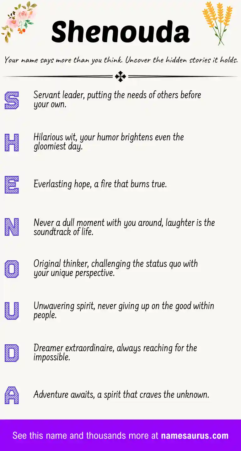 Acrostic poem about Shenouda.