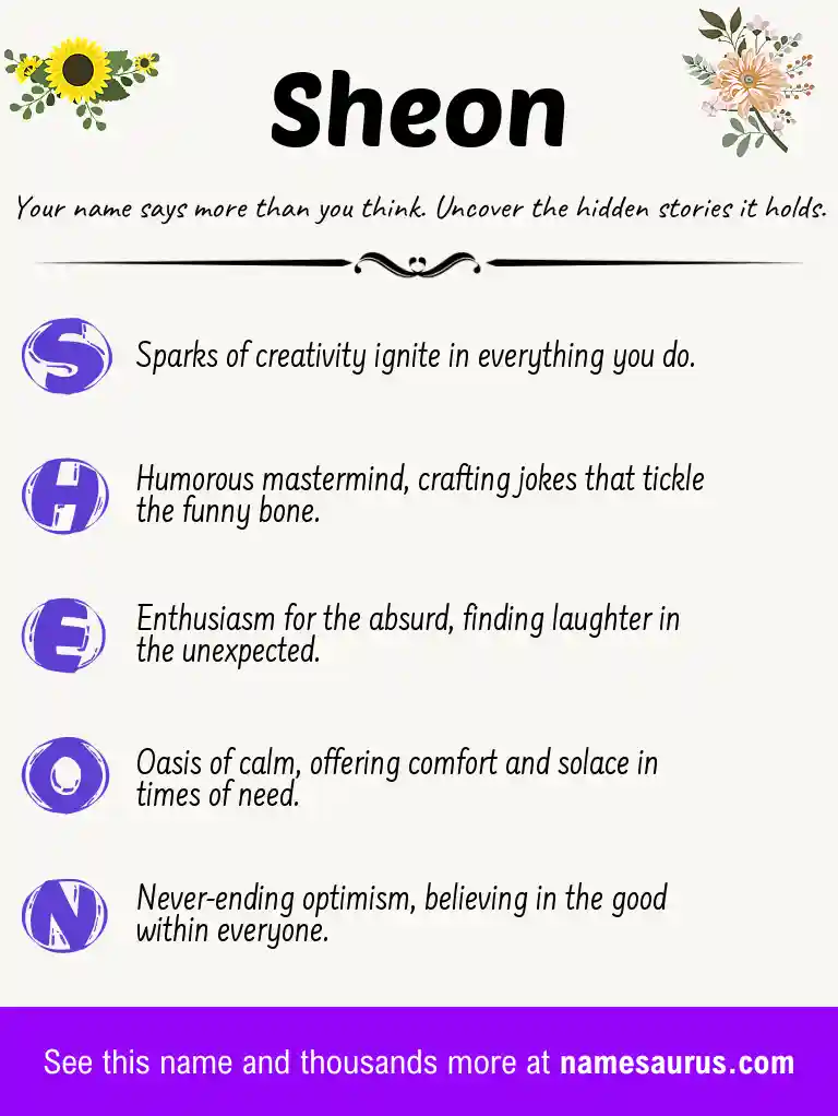 Acrostic poem about Sheon.