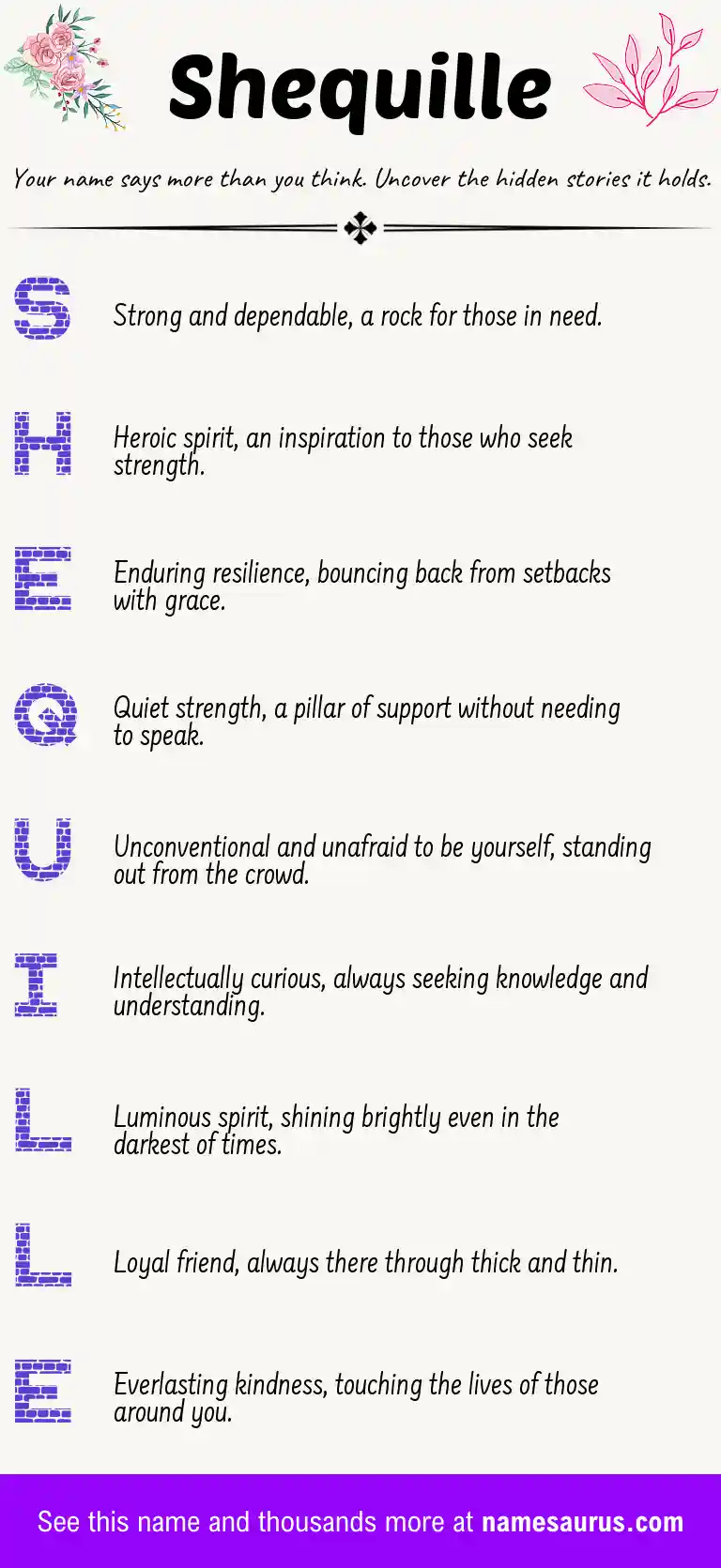 Acrostic poem about Shequille.