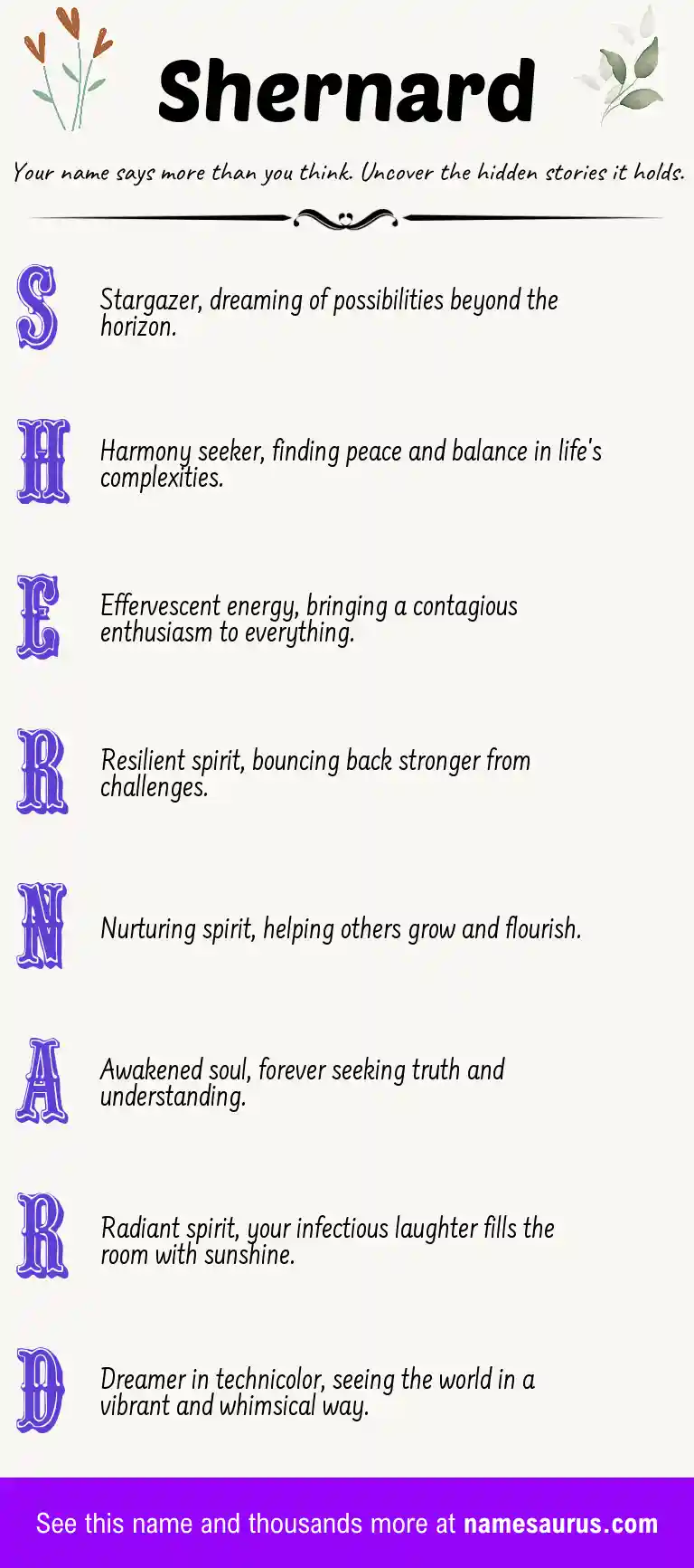 Acrostic poem about Shernard.