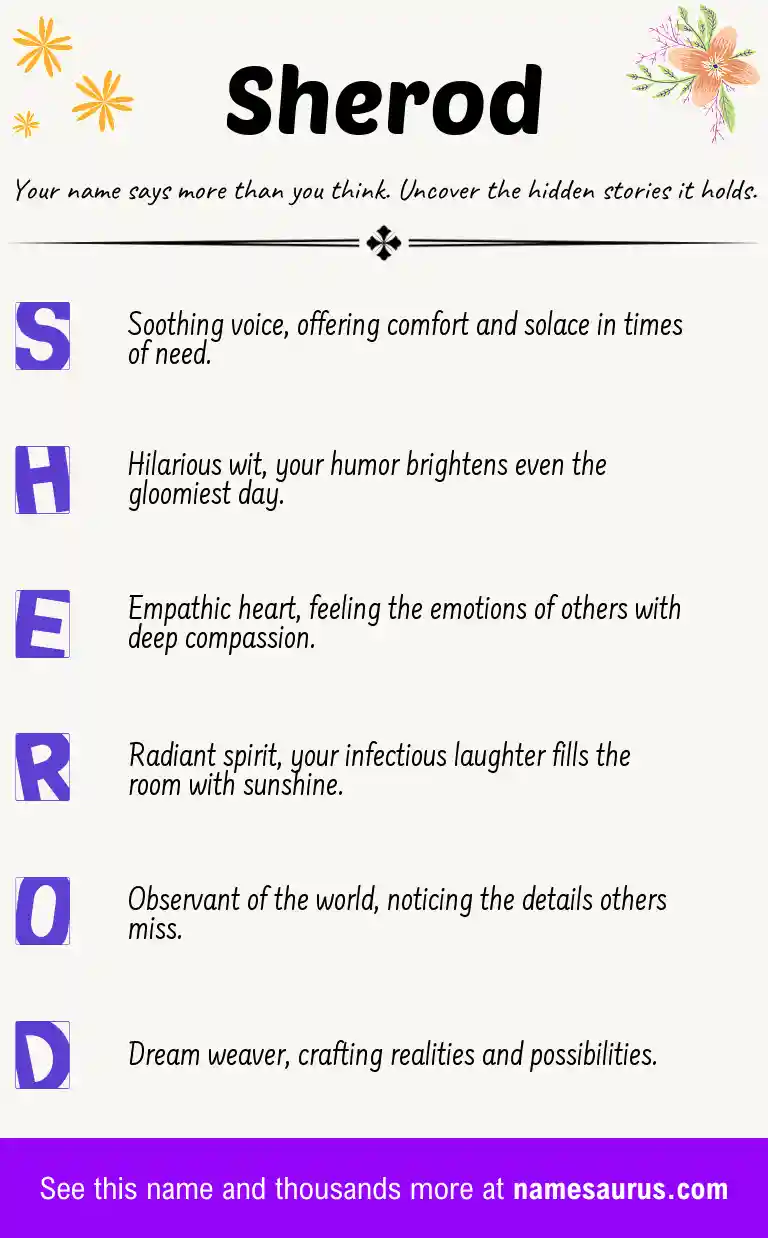 Acrostic poem about Sherod.