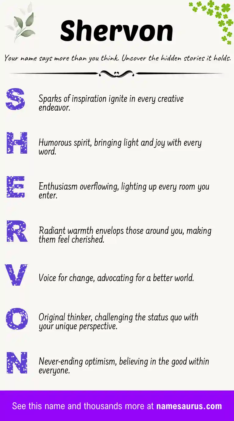 Acrostic poem about Shervon.