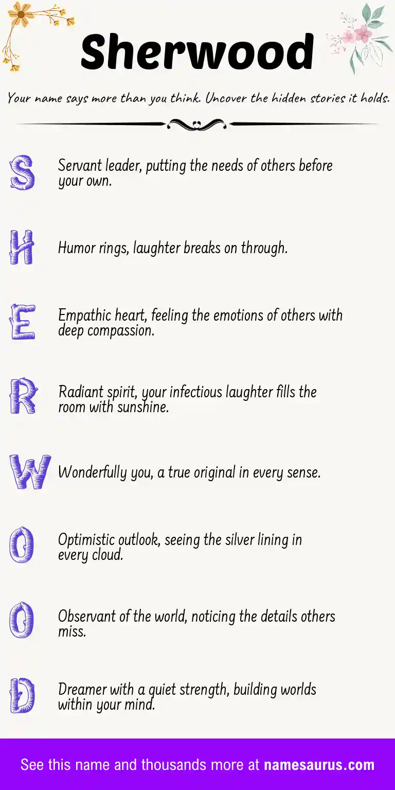 Acrostic poem about Sherwood.