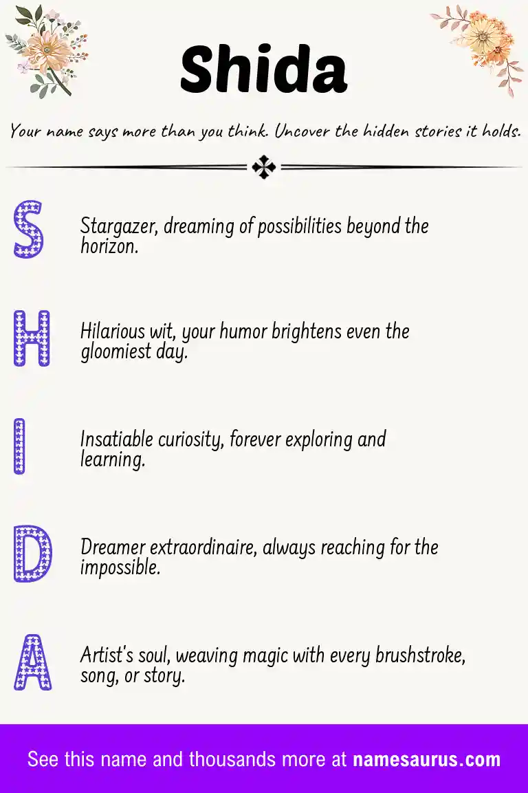 Acrostic poem about Shida.