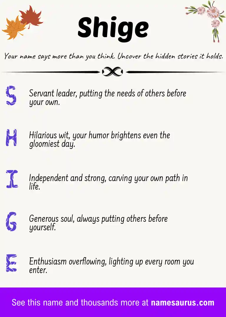 Acrostic poem about Shige.