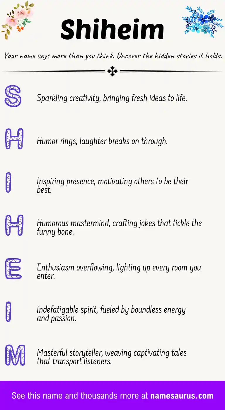 Acrostic poem about Shiheim.