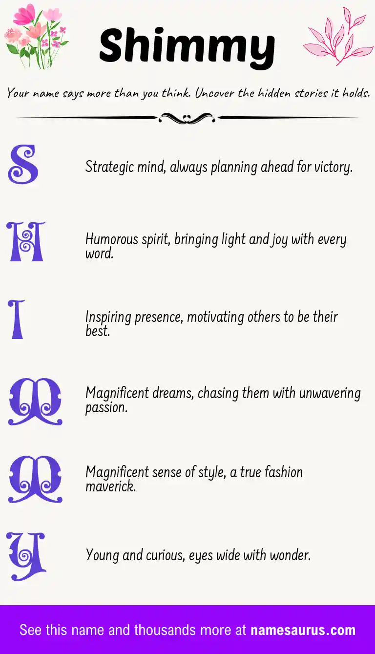 Acrostic poem about Shimmy.