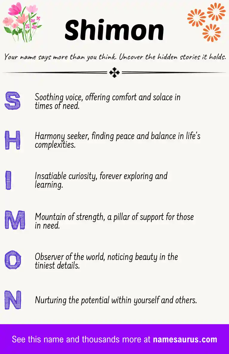 Acrostic poem about Shimon.