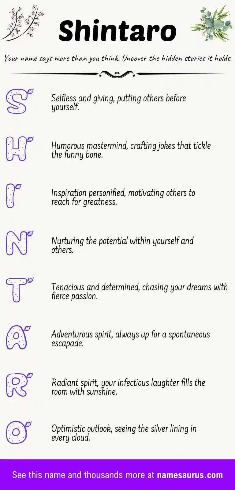 Acrostic poem about Shintaro.