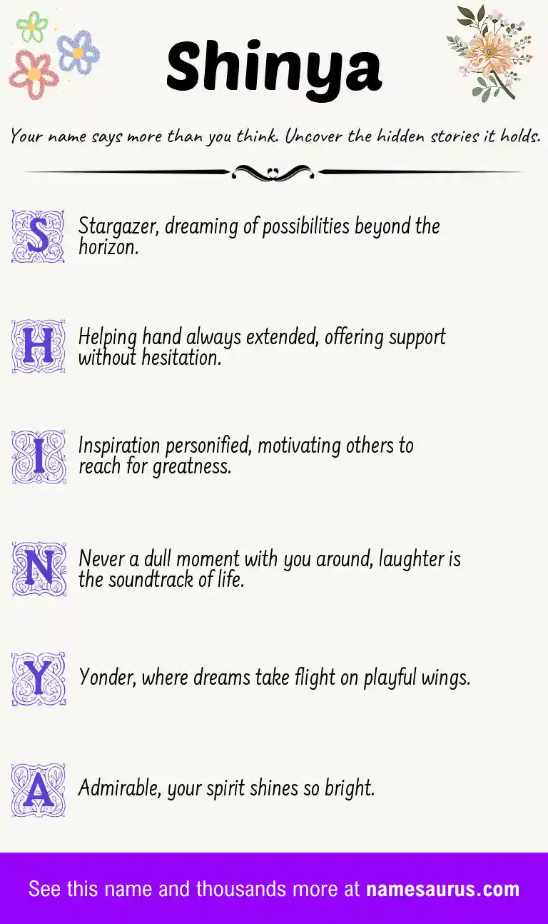 Acrostic poem about Shinya.