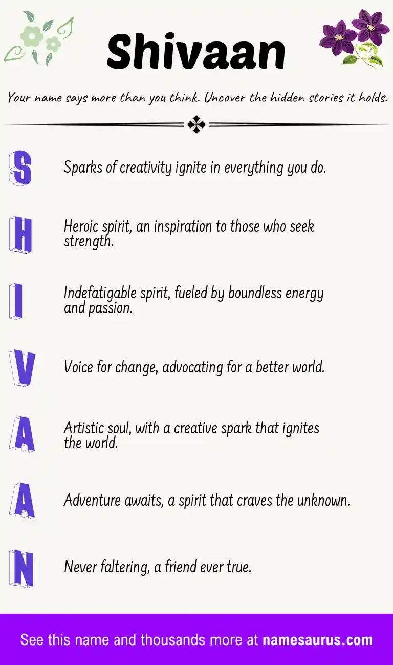 Acrostic poem about Shivaan.