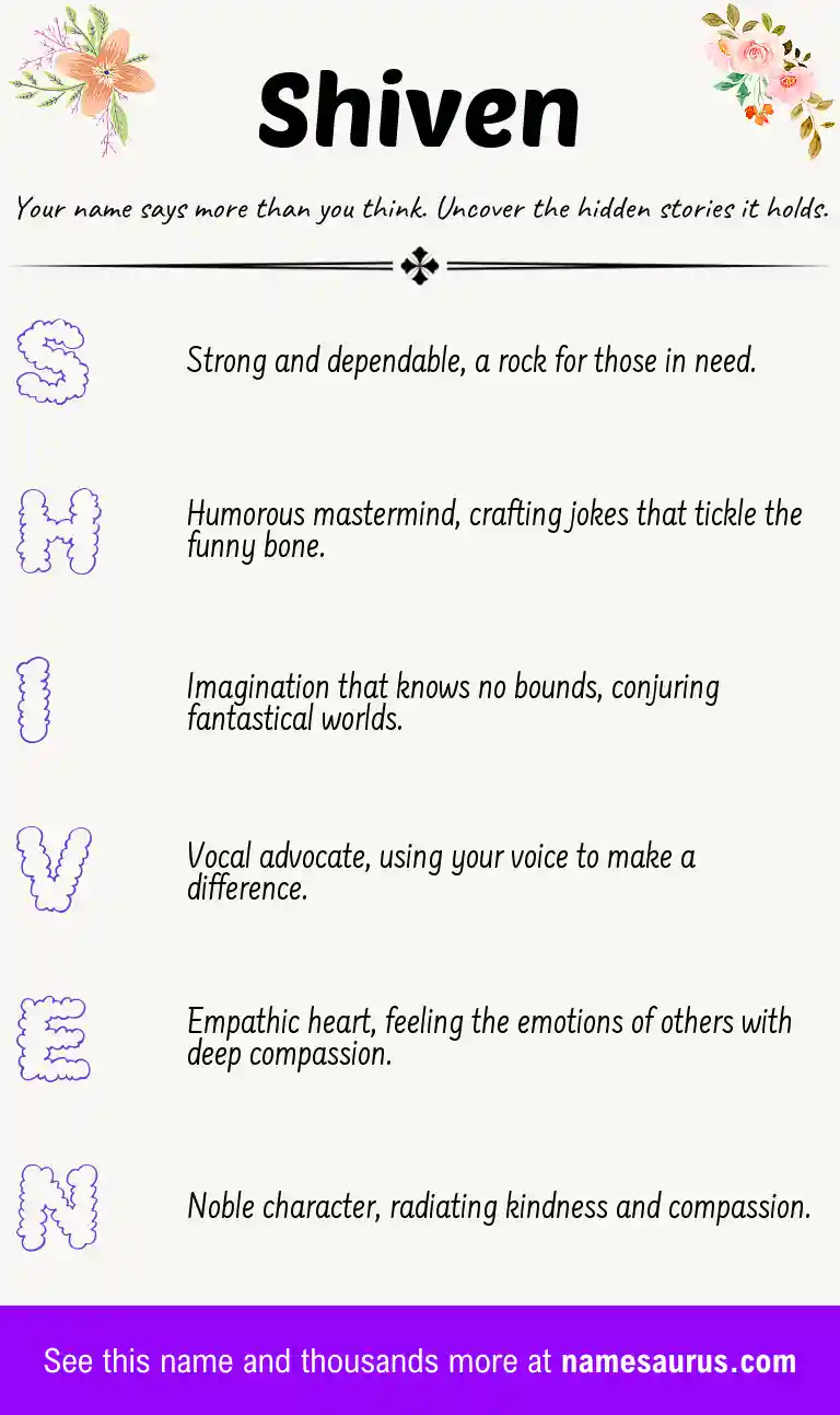 Acrostic poem about Shiven.