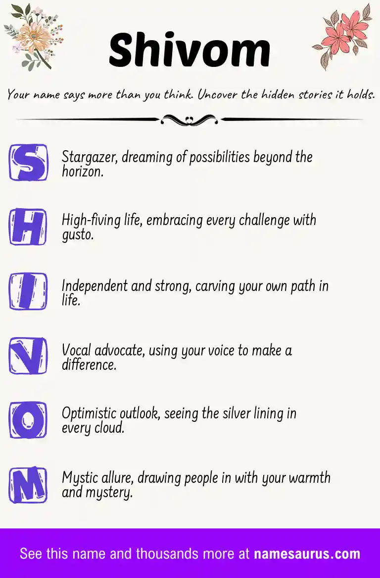 Acrostic poem about Shivom.