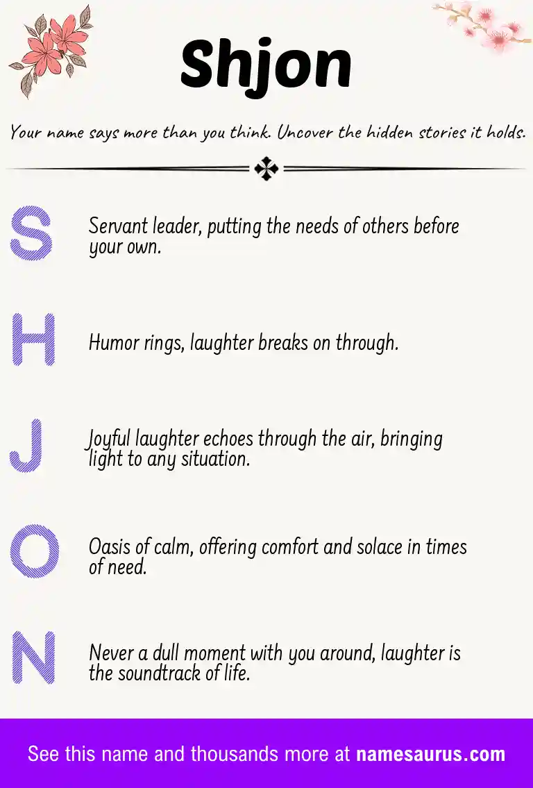 Acrostic poem about Shjon.