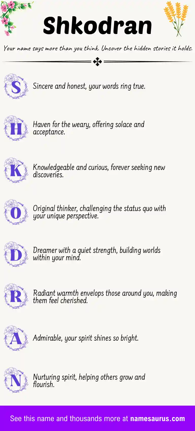 Acrostic poem about Shkodran.