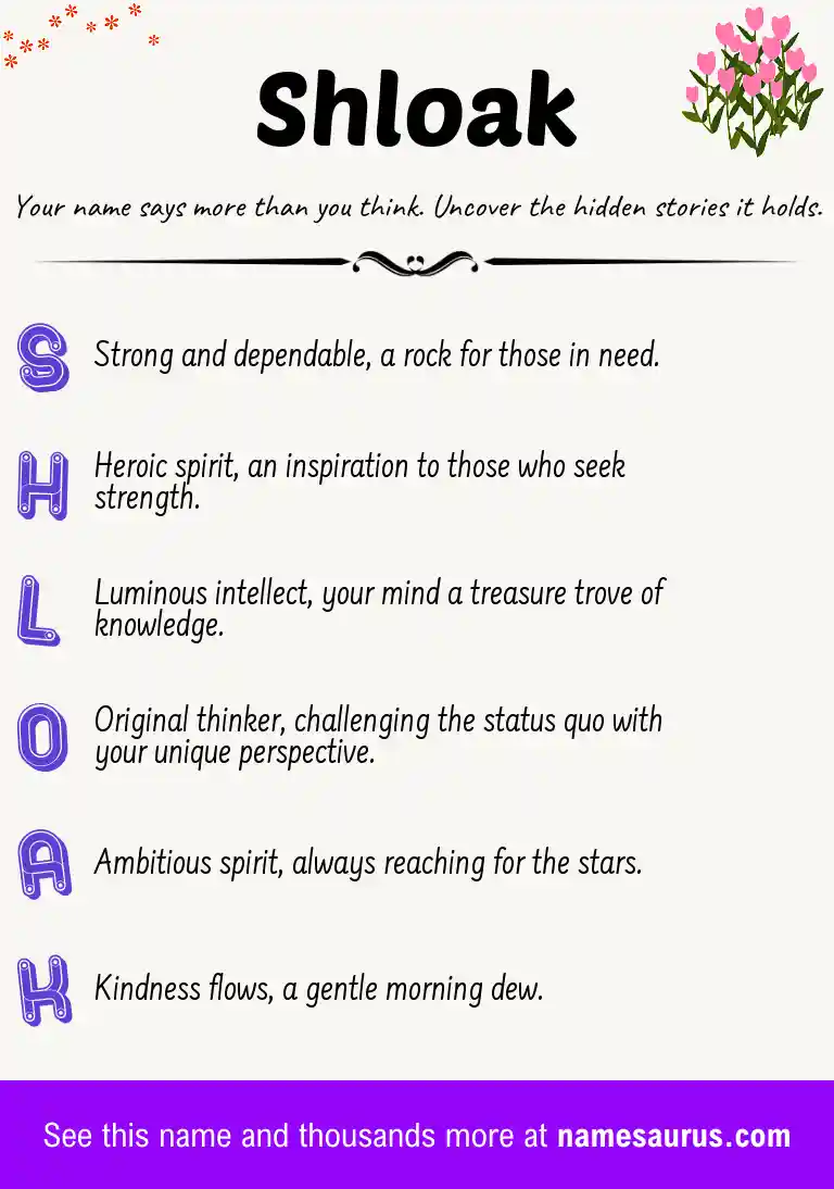 Acrostic poem about Shloak.