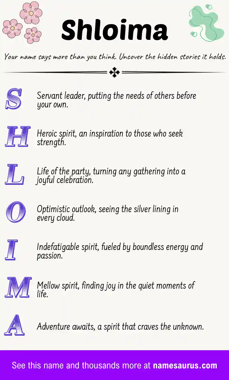 Acrostic poem about Shloima.