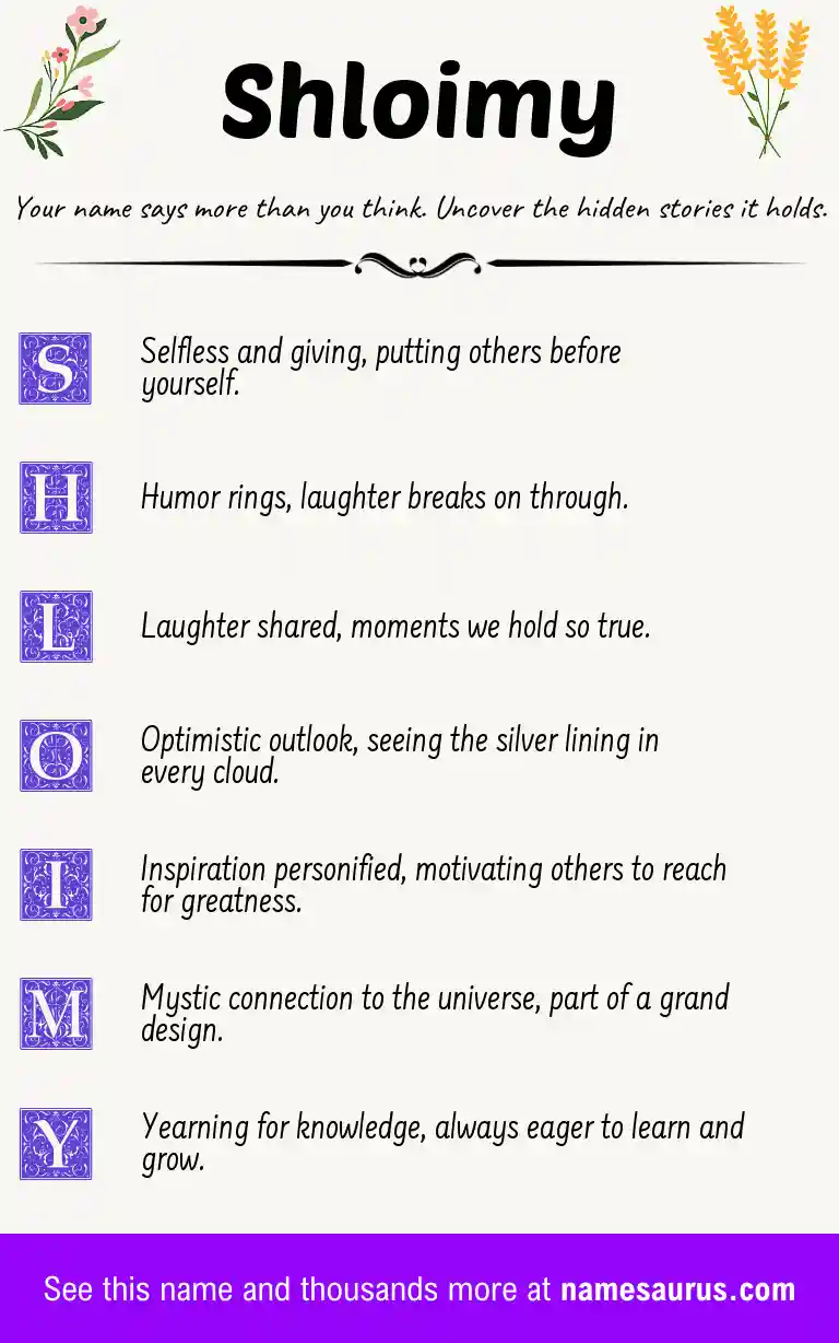 Acrostic poem about Shloimy.