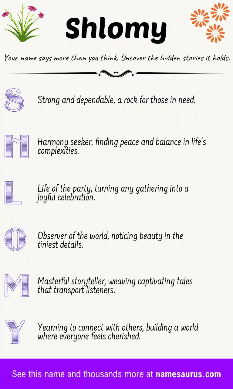 Acrostic poem about Shlomy.