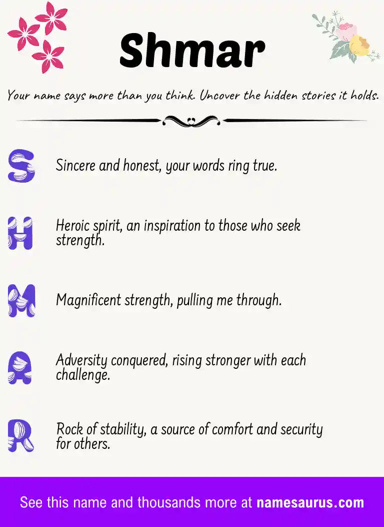 Acrostic poem about Shmar.